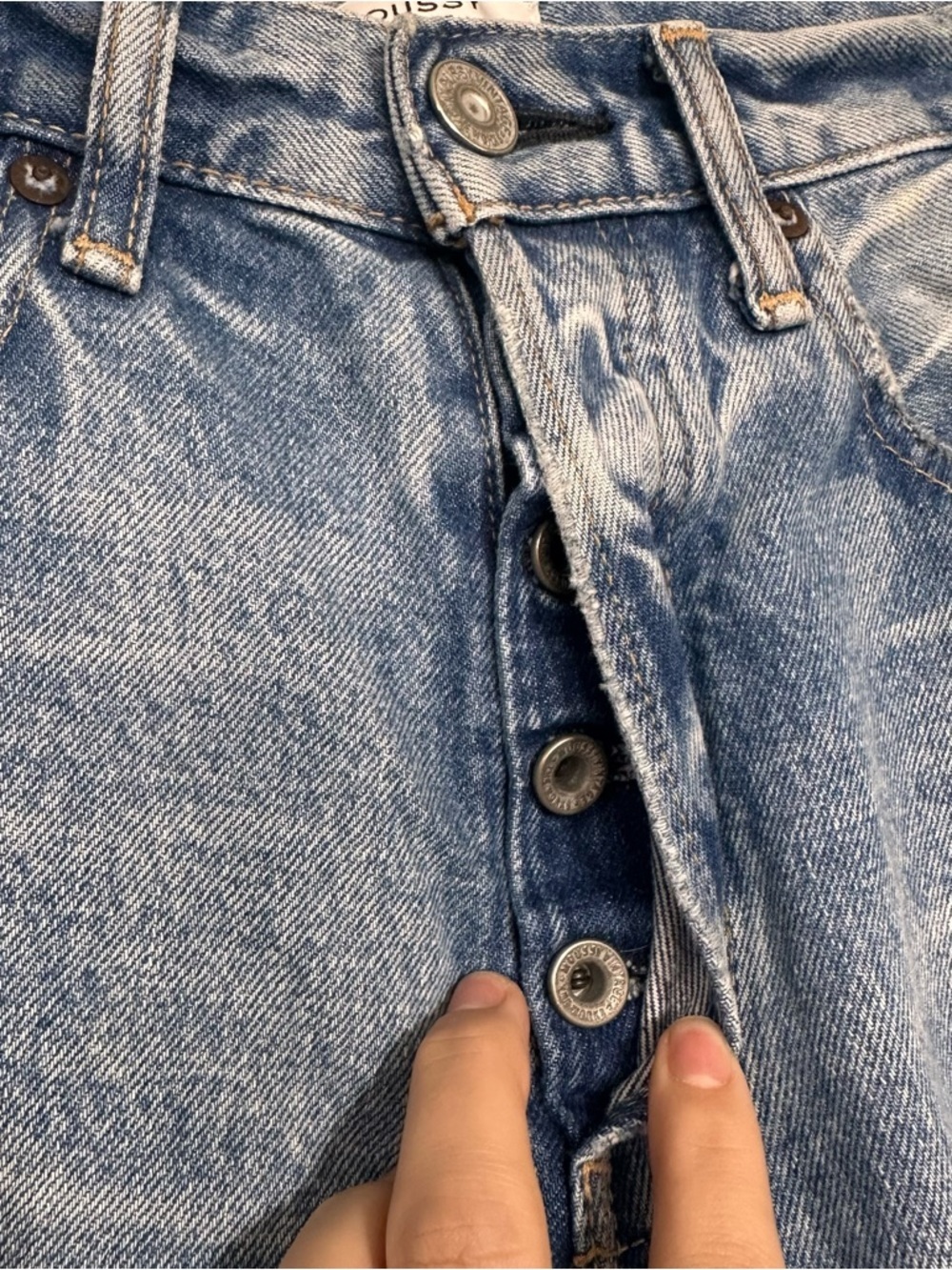 Moussy Vintage Odessa Distressed Wide Straight Leg in Blue Size 26 - Picture 4 of 11
